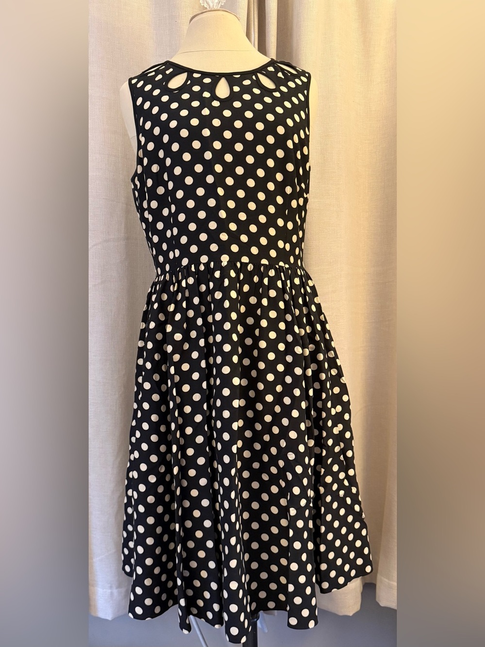 kate spade Black and White Polka Dot Sleeveless Fit-and-Flare Dress